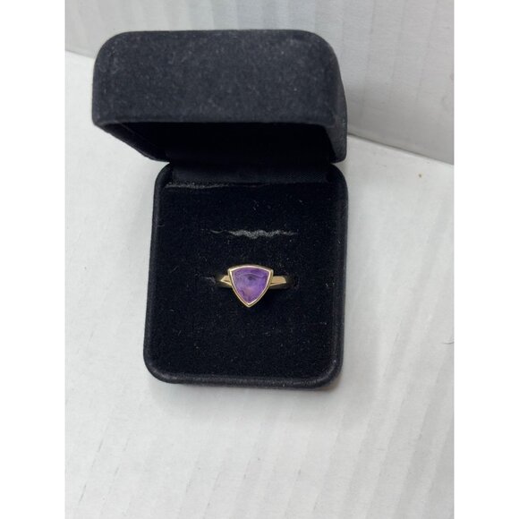⛔️SOLD⛔️Signed 14K FP Trillion-Cut Amethyst Triangle Ring Size 7 - Picture 10 of 10